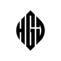 HGJ circle letter logo design with circle and ellipse shape. HGJ ellipse letters with typographic style. The three initials form a circle logo. HGJ Circle Emblem Abstract Monogram Letter Mark Vector. vector
