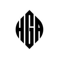 diseño de logotipo de letra de círculo hga con forma de círculo y elipse. letras de elipse hga con estilo tipográfico. las tres iniciales forman un logo circular. vector de marca de letra de monograma abstracto del emblema del círculo hga.