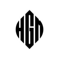 HGM circle letter logo design with circle and ellipse shape. HGM ellipse letters with typographic style. The three initials form a circle logo. HGM Circle Emblem Abstract Monogram Letter Mark Vector. vector