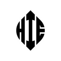 HIE circle letter logo design with circle and ellipse shape. HIE ellipse letters with typographic style. The three initials form a circle logo. HIE Circle Emblem Abstract Monogram Letter Mark Vector. vector