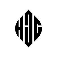 diseño de logotipo de letra de círculo hjg con forma de círculo y elipse. hjg letras elipses con estilo tipográfico. las tres iniciales forman un logo circular. vector de marca de letra de monograma abstracto del emblema del círculo hjg.