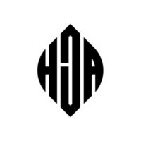 diseño de logotipo de letra de círculo hja con forma de círculo y elipse. hja elipse letras con estilo tipográfico. las tres iniciales forman un logo circular. vector de marca de letra de monograma abstracto del emblema del círculo hja.