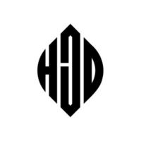 diseño de logotipo de letra de círculo hjd con forma de círculo y elipse. letras de elipse hjd con estilo tipográfico. las tres iniciales forman un logo circular. vector de marca de letra de monograma abstracto del emblema del círculo hjd.