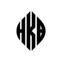 HKB circle letter logo design with circle and ellipse shape. HKB ellipse letters with typographic style. The three initials form a circle logo. HKB Circle Emblem Abstract Monogram Letter Mark Vector. vector