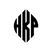 diseño de logotipo de letra circular hkp con forma de círculo y elipse. hkp letras elipses con estilo tipográfico. las tres iniciales forman un logo circular. vector de marca de letra de monograma abstracto del emblema del círculo hkp.