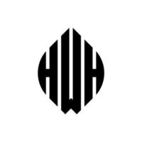 diseño de logotipo de letra de círculo hwh con forma de círculo y elipse. hwh letras elipses con estilo tipográfico. las tres iniciales forman un logo circular. hwh círculo emblema resumen monograma letra marca vector. vector