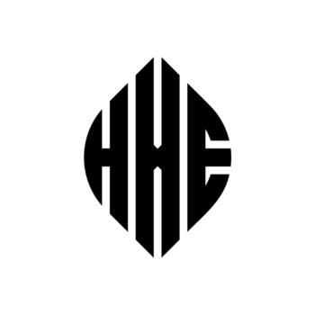 HXE circle letter logo design with circle and ellipse shape. HXE ellipse letters with typographic style. The three initials form a circle logo. HXE Circle Emblem Abstract Monogram Letter Mark Vector. vector