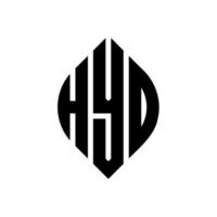 diseño de logotipo de letra de círculo hyo con forma de círculo y elipse. letras de elipse hyo con estilo tipográfico. las tres iniciales forman un logo circular. vector de marca de letra de monograma abstracto del emblema del círculo hyo.