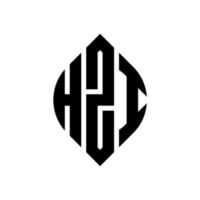 diseño de logotipo de letra de círculo hzi con forma de círculo y elipse. Letras de elipse hzi con estilo tipográfico. las tres iniciales forman un logo circular. vector de marca de letra de monograma abstracto del emblema del círculo hzi.