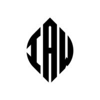 IAW circle letter logo design with circle and ellipse shape. IAW ellipse letters with typographic style. The three initials form a circle logo. IAW Circle Emblem Abstract Monogram Letter Mark Vector. vector