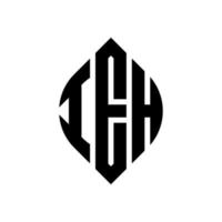IEH circle letter logo design with circle and ellipse shape. IEH ellipse letters with typographic style. The three initials form a circle logo. IEH Circle Emblem Abstract Monogram Letter Mark Vector. vector