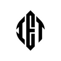 IET circle letter logo design with circle and ellipse shape. IET ellipse letters with typographic style. The three initials form a circle logo. IET Circle Emblem Abstract Monogram Letter Mark Vector. vector