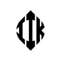 diseño de logotipo de letra de círculo iik con forma de círculo y elipse. iik letras elipses con estilo tipográfico. las tres iniciales forman un logo circular. vector de marca de letra de monograma abstracto del emblema del círculo iik.