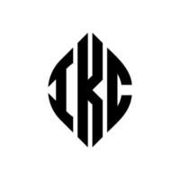 IKC circle letter logo design with circle and ellipse shape. IKC ellipse letters with typographic style. The three initials form a circle logo. IKC Circle Emblem Abstract Monogram Letter Mark Vector. vector