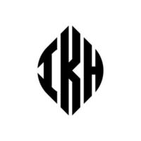 IKH circle letter logo design with circle and ellipse shape. IKH ellipse letters with typographic style. The three initials form a circle logo. IKH Circle Emblem Abstract Monogram Letter Mark Vector. vector