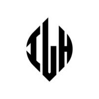 ILH circle letter logo design with circle and ellipse shape. ILH ellipse letters with typographic style. The three initials form a circle logo. ILH Circle Emblem Abstract Monogram Letter Mark Vector. vector
