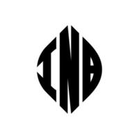 INB circle letter logo design with circle and ellipse shape. INB ellipse letters with typographic style. The three initials form a circle logo. INB Circle Emblem Abstract Monogram Letter Mark Vector. vector
