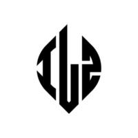 diseño de logotipo de letra de círculo ilz con forma de círculo y elipse. ilz letras elipses con estilo tipográfico. las tres iniciales forman un logo circular. vector de marca de letra de monograma abstracto del emblema del círculo ilz.