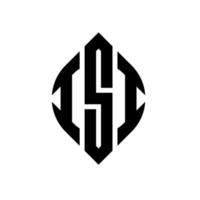 diseño de logotipo de letra de círculo isi con forma de círculo y elipse. isi letras elipses con estilo tipográfico. las tres iniciales forman un logo circular. vector de marca de letra de monograma abstracto del emblema del círculo isi.