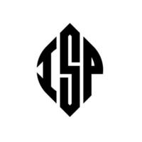 diseño de logotipo de letra de círculo isp con forma de círculo y elipse. isp letras elipses con estilo tipográfico. las tres iniciales forman un logo circular. vector de marca de letra de monograma abstracto del emblema del círculo isp.