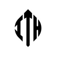 diseño de logotipo de letra de círculo itx con forma de círculo y elipse. Letras de elipse itx con estilo tipográfico. las tres iniciales forman un logo circular. vector de marca de letra de monograma abstracto del emblema del círculo itx.