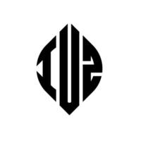 diseño de logotipo de letra circular iuz con forma de círculo y elipse. iuz elipse letras con estilo tipográfico. las tres iniciales forman un logo circular. vector de marca de letra de monograma abstracto del emblema del círculo iuz.