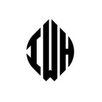 diseño de logotipo de letra de círculo iwh con forma de círculo y elipse. iwh letras elipses con estilo tipográfico. las tres iniciales forman un logo circular. vector de marca de letra de monograma abstracto del emblema del círculo iwh.