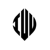 Diseño de logotipo de letra de círculo ivu con forma de círculo y elipse. ivu letras elipses con estilo tipográfico. las tres iniciales forman un logo circular. vector de marca de letra de monograma abstracto del emblema del círculo ivu.