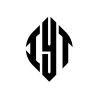 Diseño de logotipo de letra de círculo iyt con forma de círculo y elipse. iyt elipse letras con estilo tipográfico. las tres iniciales forman un logo circular. vector de marca de letra de monograma abstracto del emblema del círculo iyt.