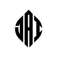 diseño de logotipo de letra de círculo jai con forma de círculo y elipse. jai letras elipses con estilo tipográfico. las tres iniciales forman un logo circular. vector de marca de letra de monograma abstracto del emblema del círculo jai.