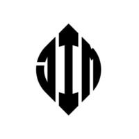 diseño de logotipo de letra de círculo de jim con forma de círculo y elipse. jim letras elipses con estilo tipográfico. las tres iniciales forman un logo circular. vector de marca de letra de monograma abstracto del emblema del círculo de jim.