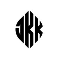 JKK circle letter logo design with circle and ellipse shape. JKK ellipse letters with typographic style. The three initials form a circle logo. JKK Circle Emblem Abstract Monogram Letter Mark Vector. vector