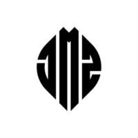 diseño de logotipo de letra circular jmz con forma de círculo y elipse. jmz letras elipses con estilo tipográfico. las tres iniciales forman un logo circular. vector de marca de letra de monograma abstracto del emblema del círculo jmz.
