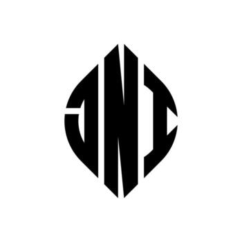 JNI circle letter logo design with circle and ellipse shape. JNI ellipse letters with typographic style. The three initials form a circle logo. JNI Circle Emblem Abstract Monogram Letter Mark Vector. vector