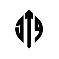 diseño de logotipo de letra de círculo jtq con forma de círculo y elipse. Letras de elipse jtq con estilo tipográfico. las tres iniciales forman un logo circular. vector de marca de letra de monograma abstracto del emblema del círculo jtq.