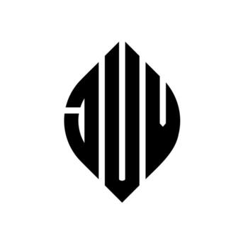 JUV circle letter logo design with circle and ellipse shape. JUV ellipse letters with typographic style. The three initials form a circle logo. JUV Circle Emblem Abstract Monogram Letter Mark Vector. vector