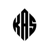 diseño de logotipo de letra de círculo kas con forma de círculo y elipse. kas letras elipses con estilo tipográfico. las tres iniciales forman un logo circular. vector de marca de letra de monograma abstracto del emblema del círculo kas.