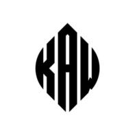 diseño de logotipo de letra de círculo kaw con forma de círculo y elipse. kaw elipse letras con estilo tipográfico. las tres iniciales forman un logo circular. vector de marca de letra de monograma abstracto del emblema del círculo kaw.