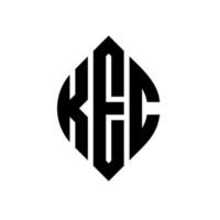 diseño de logotipo de letra circular kec con forma de círculo y elipse. kec letras elipses con estilo tipográfico. las tres iniciales forman un logo circular. vector de marca de letra de monograma abstracto del emblema del círculo kec.