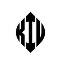 diseño de logotipo de letra de círculo kiu con forma de círculo y elipse. letras de elipse kiu con estilo tipográfico. las tres iniciales forman un logo circular. vector de marca de letra de monograma abstracto del emblema del círculo kiu.