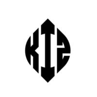 diseño de logotipo de letra de círculo kiz con forma de círculo y elipse. kiz elipse letras con estilo tipográfico. las tres iniciales forman un logo circular. vector de marca de letra de monograma abstracto del emblema del círculo de kiz.
