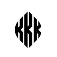 KKK circle letter logo design with circle and ellipse shape. KKK ellipse letters with typographic style. The three initials form a circle logo. KKK Circle Emblem Abstract Monogram Letter Mark Vector. vector