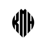 Diseño de logotipo de letra circular kmh con forma de círculo y elipse. letras de elipse kmh con estilo tipográfico. las tres iniciales forman un logo circular. vector de marca de letra de monograma abstracto del emblema del círculo kmh.