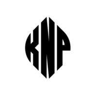 KNP circle letter logo design with circle and ellipse shape. KNP ellipse letters with typographic style. The three initials form a circle logo. KNP Circle Emblem Abstract Monogram Letter Mark Vector. vector