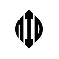 diseño de logotipo de letra de círculo medio con forma de círculo y elipse. letras de elipse media con estilo tipográfico. las tres iniciales forman un logo circular. vector de marca de letra de monograma abstracto de emblema de círculo medio.