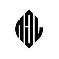 Diseño de logotipo de letra de círculo mjl con forma de círculo y elipse. mjl letras elipses con estilo tipográfico. las tres iniciales forman un logo circular. vector de marca de letra de monograma abstracto del emblema del círculo mjl.