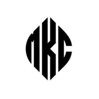 MKC circle letter logo design with circle and ellipse shape. MKC ellipse letters with typographic style. The three initials form a circle logo. MKC Circle Emblem Abstract Monogram Letter Mark Vector. vector
