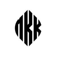 MKK circle letter logo design with circle and ellipse shape. MKK ellipse letters with typographic style. The three initials form a circle logo. MKK Circle Emblem Abstract Monogram Letter Mark Vector. vector