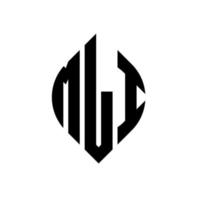 diseño de logotipo de letra de círculo mli con forma de círculo y elipse. mli letras elipses con estilo tipográfico. las tres iniciales forman un logo circular. vector de marca de letra de monograma abstracto del emblema del círculo mli.