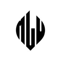 MLV circle letter logo design with circle and ellipse shape. MLV ellipse letters with typographic style. The three initials form a circle logo. MLV Circle Emblem Abstract Monogram Letter Mark Vector. vector